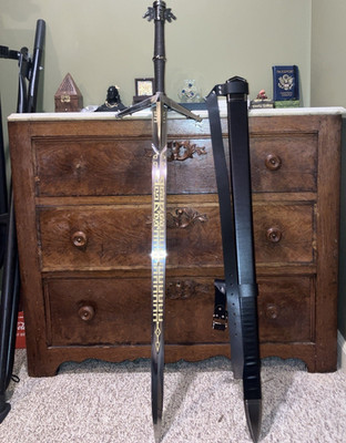 Razor Sharp Aerondight Silver Witcher sword Handmade w runes cord handle sheath