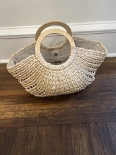 Bujibaja 100% Corn Straw Women’s Hand tote  100% Wood Handles 