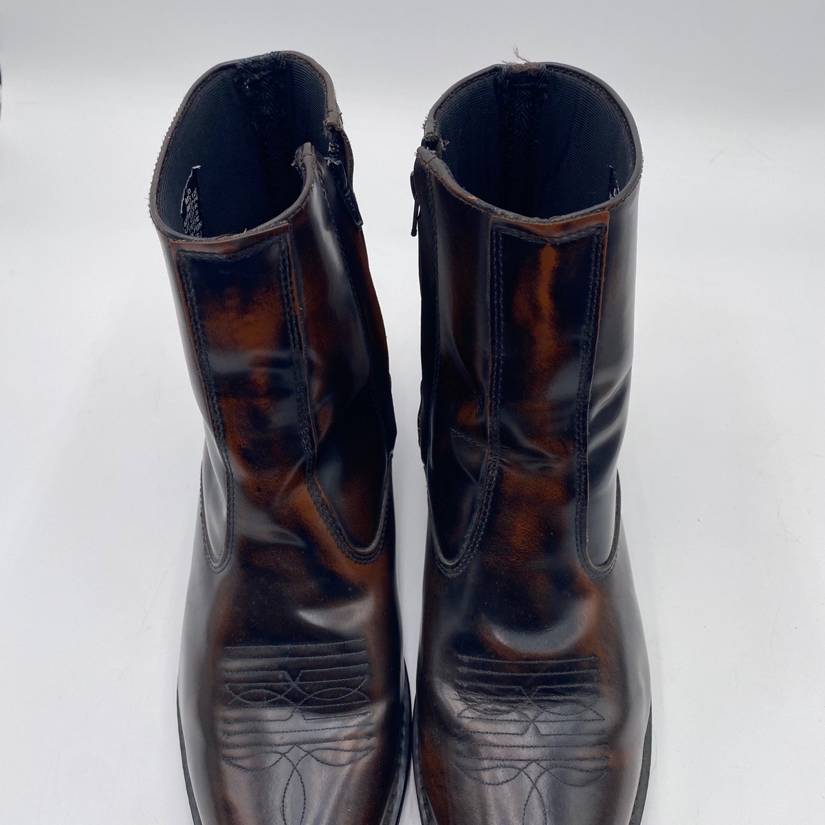 Laredo Mens 12D Leather Upper Chukka Boots Side Zipper Oil Chemical Resist 62004 Laredo 62004 Men 12EW Brown Burnish Leather Side Zip Western  main image 3