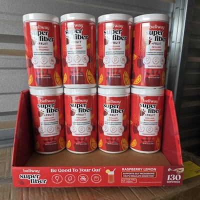 8 X Bellway Super Fiber + Fruit Psyllium Husk Raspberry Lemon  18 oz Each Fast