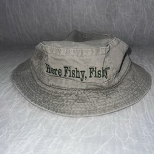 Here Fishy,Fishy Khaki Tan Bucket Hat Small Youth Kids Fishing Outdoor See Pic