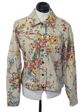 VTG Harold's Floral Denim Jacket Boho Cottagecore Botanical Jean Jacket Size Lg