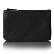 Genuine Leather Small Zipper Pouch Coin Purse for Women Change Holder for Men...