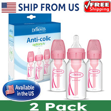 Dr. Brown  s Natural Flow Anti-Colic Options Narrow Baby Bottle, Pink, 4oz, Slow