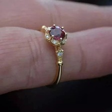 2.00 Ct Round Cut Natural Ruby & Diamond Wedding Ring 14K Yellow Gold