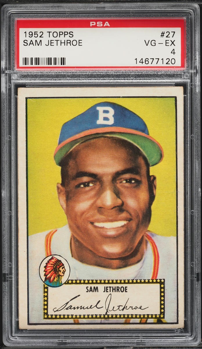 1952 Topps BB Card # 27 Sam Jethroe Boston Braves PSA 4 VGEX