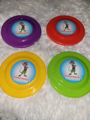 Vtg Set of 4 CHUCK E CHEESE  Plastic Green Yellow Red Purple Super Fly Frisbees