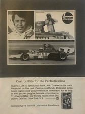 1974 Castrol GTX Motor Oil PRINT AD Mario Andretti Indy VTG 1970s Perfectionists