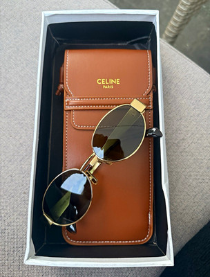 CELINE Triomphe Damen Sonnenbrille oval goldfarbener Metallrahmen getönte Gläser