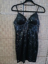 NWT Guess Black Sequin Mini Dress Sz M Bodycon Going Out Dress