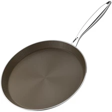 10 Inch Stainless Steel Crepe Pan - Titanium Ceramic Nonstick Crepe Pan, Stai...