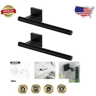 Rustproof Matte Black Towel Bar Set - Wall-Mounted Kitchen & Bathroom Essentials