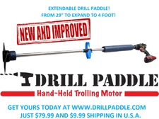 Drill Paddle® Trolling Motor, KAYAK,BOAT,CANOE,PONTOON,FISHING TUBE,PREPPER,OMC!
