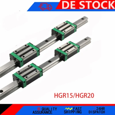 2Stk HGR20 HGR15 Linearführung Führungsschiene Rail +4X HGH15/20CA Gleitblocks