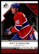 2008-09 SP GAME USED MATT D'AGOSTINI ROOKIE 944/999 MONTREAL CANADIENS #142