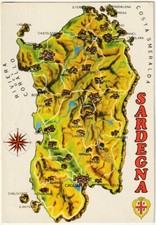SARDEGNA - CARTOLINA CARTINA GEOGRAFICA - VIAGG. 1973 -60584-