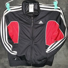 Adidas Clima365 Zip Up 3 Stripes Black Red White Jacket High Collar Womens Small