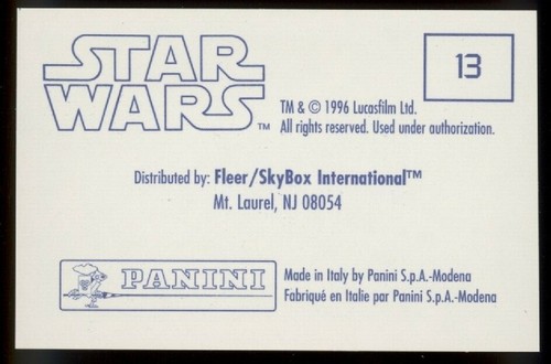 MILLENNIUM FALCON Star Wars 1996 Skybox Panini Stickers #13 - Picture 2 of 2