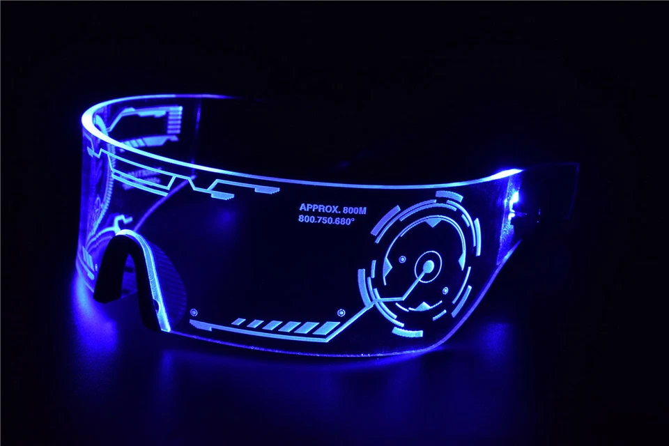 Lunettes De Visor LED Cyberpunk Tron Pour Cosplay Festival Halloween - Photo 1/1
