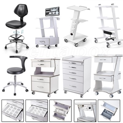 Dental Doctor Assistant Stool Mobile Chair Adjustable Height/Trolley Cart Tools