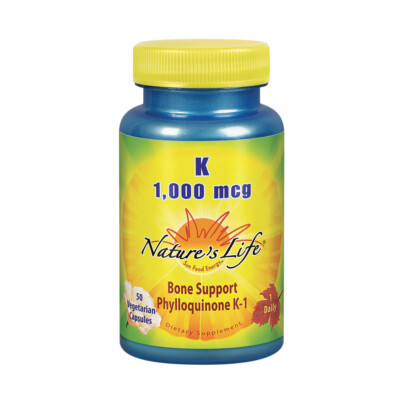 Nature's Life Vitamin K 1000mcg | Phylloquinone K-1 Supplement | 50CT