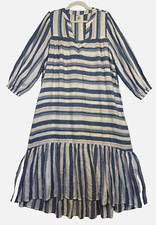 dRA Los Angeles Maxi Dress Tiered Cotton Anthro Brand Striped Cottagecore Sz M