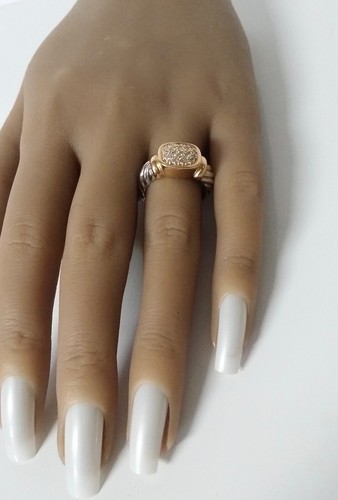 Sonia Bitton 14k Yellow White Bi-Color Gold Diamond Wristed Cable Ring Size 6.75 - Picture 5 of 8
