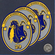 Sticker Set of 3 VS-29 DRAGONFIRES NAVY Lockheed S-3 VIKING Squadron Patch Image