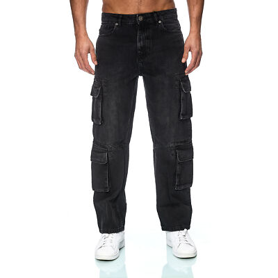 Angebot Herren Jeans Cargohose Baggy Loose Hose Skateboard Pocket Casual