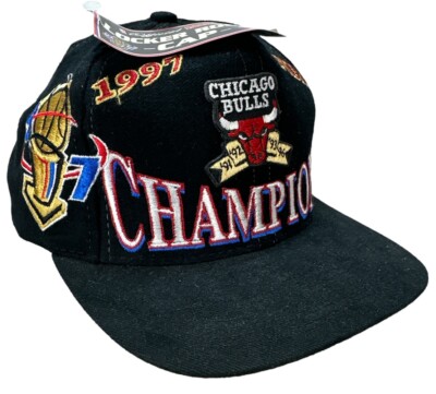 Vintage 1996 Chicago Bulls Championship Snapback Black Hat Logo Athletic  NEW