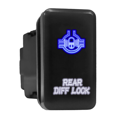 REAR DIFF LOCK Blue/White Backlit Tall Push Button 1.54''x 0.83'' (Fit: Toyota)