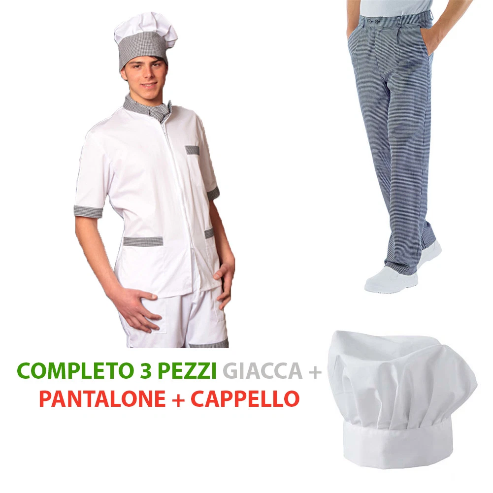 Giacca Da Chef Maniche Corte Unisex - Pizzaiolo, Cuoco, Ristorante, 100% Poliestere, Vari Colori