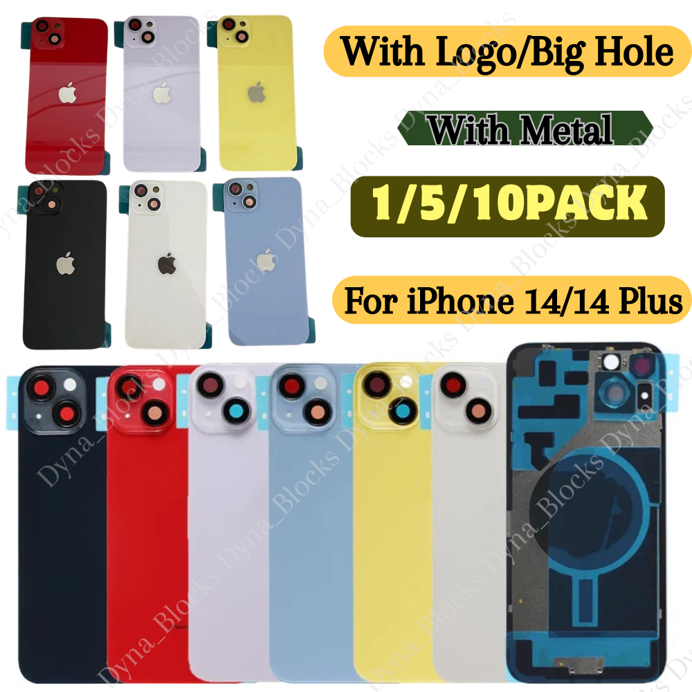 For iPhone 14/iPhone 14 Plus Back Glass Replacement Big Cam Hole Rear Cover Lot