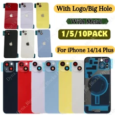 For iPhone 14/iPhone 14 Plus Back Glass Replacement Big Cam Hole Rear Cover Lot