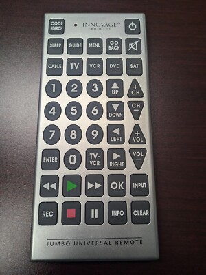 New Open Box Jumbo Universal Remote - INNOVAGE PRODCUCTS Controls 8 devices