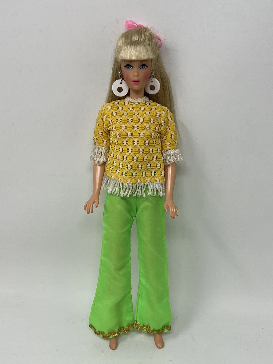 Vintage Barbie BETSY TEEN Clone Doll Clothes Mod Outfit GREEN Pants Yellow Top