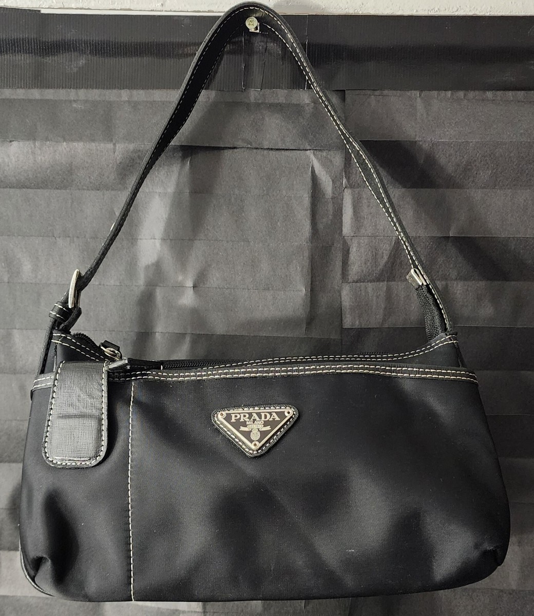 Prada Tessuto Nylon/ Leather Strap Shoulder Bag Vintage | eBay