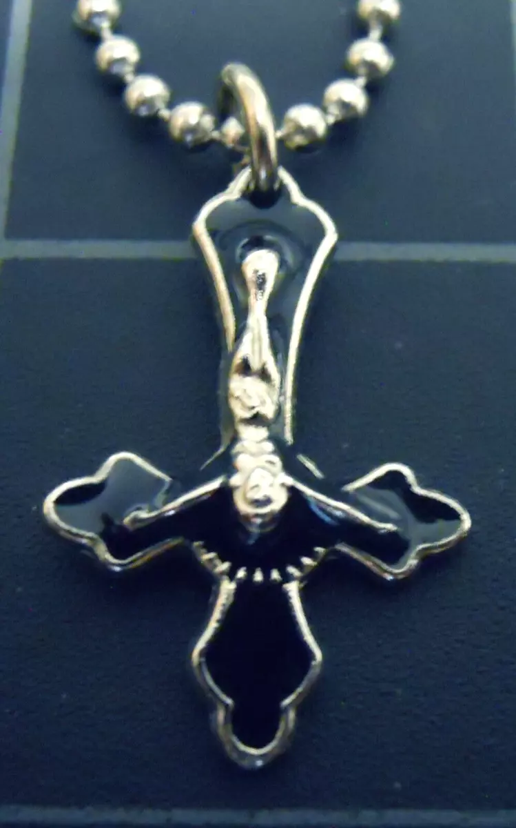 INVERTED CRUCIFIX Pendant Stainless Chain New TINY Upside Down