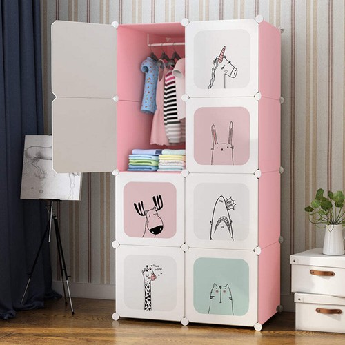 NNEAGS 8 Cubes Pink Portable Wardrobe Divide-Grid Modular Storage Organiser Fold - Picture 3 of 8