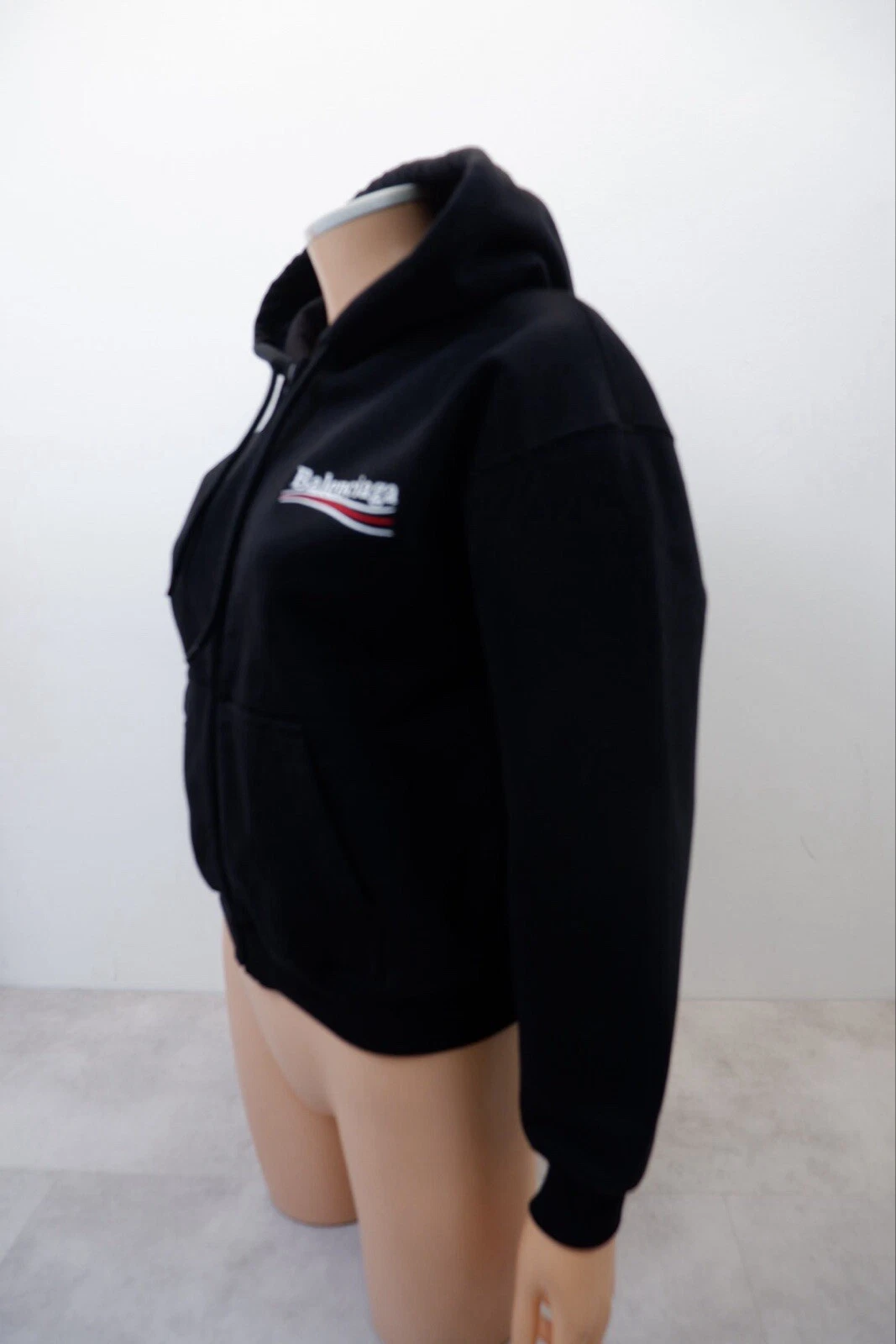 Balenciaga donna cropped zip felpa giacca felpa taglia L grande nero logo