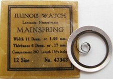 Illinois 12s model 47343 watch Mainspring 1 piece T end brown / blue alloy