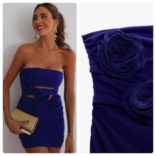 ZARA Women | Bluish | FLORAL CUT OUT DRESS Size LARGE (L) 