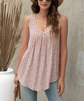 Vrkufie Women Pink Floral Swing Tank Size L