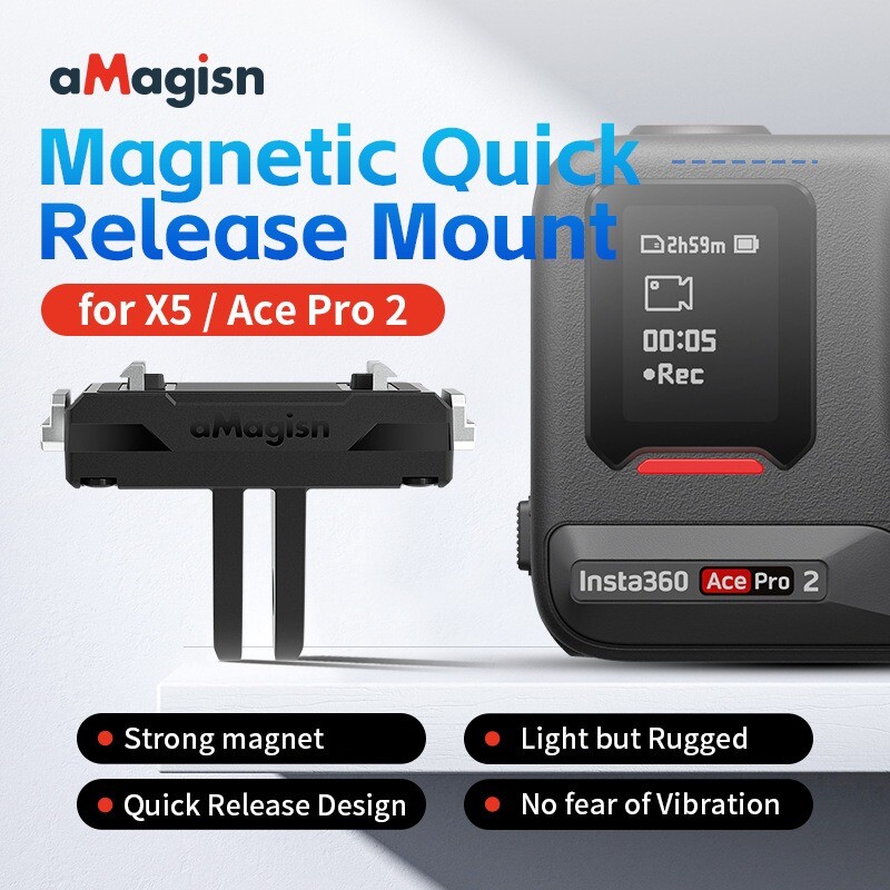 Support Magnétique Rapide K&F Pour Insta360 X5 Et Ace Pro – Libération Instantanée, Base 1/4"
