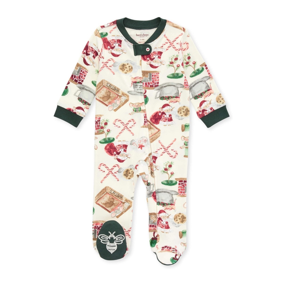 NWT Burt's Bees Baby Christmas Holiday Santa Pajamas 100% Organic