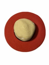 Baby Girls' Paper Braid Hand Embroidery Floppy Hat - Cat Jack Beige/Red 12-24M