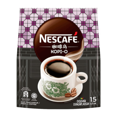 Nescafe 2 in 1 Kopi O Instant Black Coffee Strong Dark Roast (16g x 15 sticks)