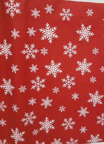 Peva Vinyl Flannel Back Tablecloth,52"x70" Oblong,CHRISTMAS,SNOWFLAKES ON RED,BH - Picture 2 of 12