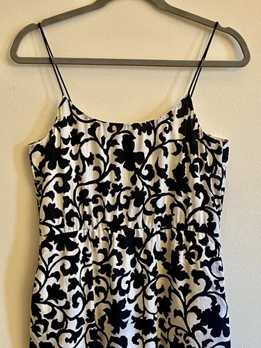 JCrew Maxi Vestido Forrado Cintura Elástica Blanco y Negro Talla 4 - Imagen 3 de 9