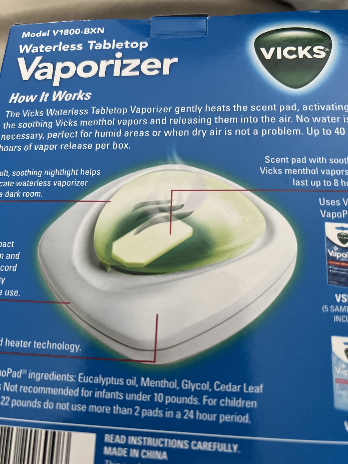 Vicks Waterless Tabletop Vaporizer Model V1800BXN AWESOME